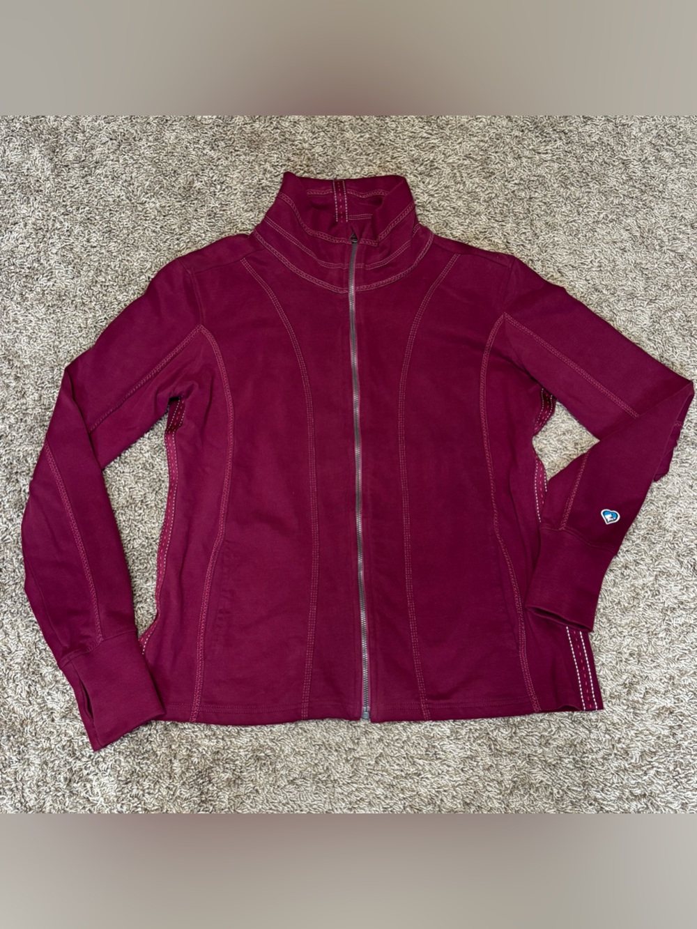 Kuhl Women’s Burgundy Full-Zip Jacket size Large organic cotton hike outdoors